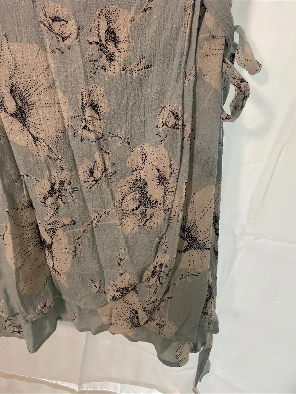 Free People French Quarter Wrap Dress Light Blue Floral Ruffle Mini Small S